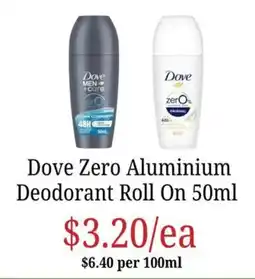 Farmer Jack's Dove Zero Aluminium Deodorant Roll On offer