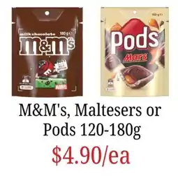 Farmer Jack's M&M's, Maltesers or Pods offer