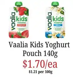 Farmer Jack's Vaalia Kids Yoghurt Pouch offer