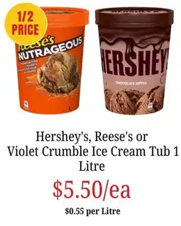 Farmer Jack's Hershey's Reese's Violet Crumble Ice Cream Tub offer
