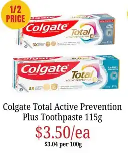 Farmer Jack's Colgate Total Active Prevention Plus Toothpaste offer