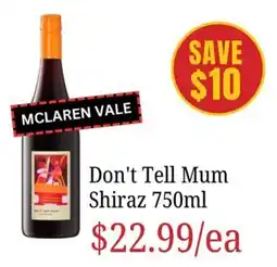 Farmer Jack's Don't Tell Mum Shiraz offer