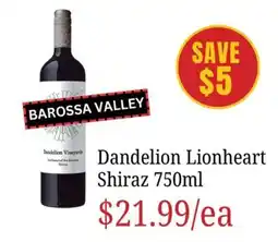 Farmer Jack's Dandelion Lionheart Shiraz offer