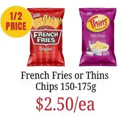 Farmer Jack's French Fries or Thins Chips offer