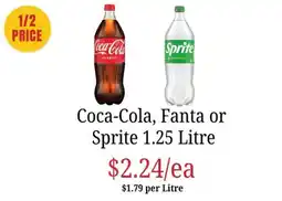 Farmer Jack's Coca-Cola, Fanta or Sprite 1.25 Litre offer