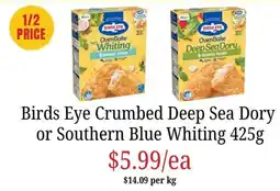Farmer Jack's Birds Eye Crumbed Deep Sea Dory or Southern Blue Whiting offer
