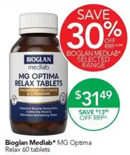 Terry White Bioglan Medlab* MG Optima Relax Tablets offer