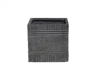 LivingStyles Vetro Ridged Pot, Square, Small, Charcoal offer