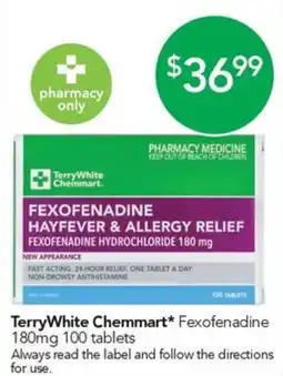 Terry White TerryWhite Chemmart* Fexofenadine offer