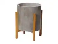 LivingStyles Boston Concrete Planter Stand, Large, Grey offer