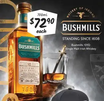 Cellarbrations Bushmills 10YO Single Malt Irish Whiskey offer