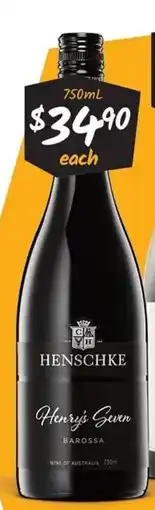 Cellarbrations Henschke Henry's Seven Shiraz Grenache Viognier offer