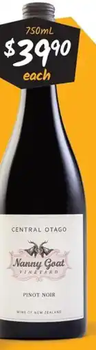 Cellarbrations CENTRAL OTAGO Nanny Goat Pinot Noir offer