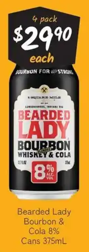 Cellarbrations Bearded Lady Bourbon & Cola 8% Cans offer