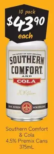Cellarbrations Southern Comfort & Cola 4.5% Premix Cans offer