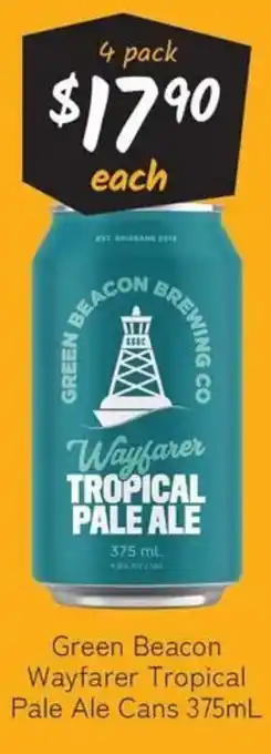 Cellarbrations Green Beacon Wayfarer Tropical Pale Ale Cans offer
