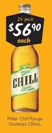 Cellarbrations Miller Chill Range Stubbies offer