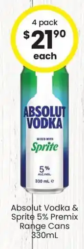 The Bottle O Absolut Vodka & Sprite 5% Premix Range Cans offer