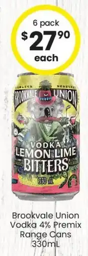 The Bottle O Brookvale Union Vodka 4% Premix Range Cans offer