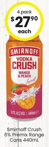 The Bottle O Smirnoff Crush 6% Premix Range Cans offer
