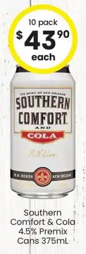 The Bottle O Southern Comfort & Cola 4.5% Premix Cans offer