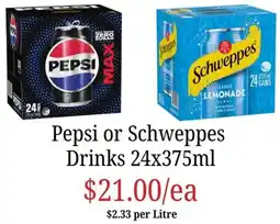 Farmer Jack's Pepsi or Schweppes Drinks offer