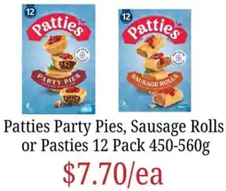 Farmer Jack's Patties Party Pies, Sausage Rolls or Pasties offer