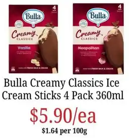 Farmer Jack's Bulla Creamy Classics Ice Cream Sticks offer