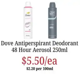 Farmer Jack's Dove Antiperspirant Deodorant 48 Hour Aerosol offer