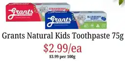 Farmer Jack's Grants Natural Kids Toothpaste offer