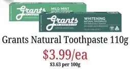 Farmer Jack's Grants Natural Toothpaste offer