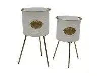 LivingStyles Blossom 2 Piece Iron Planter Stand Set offer
