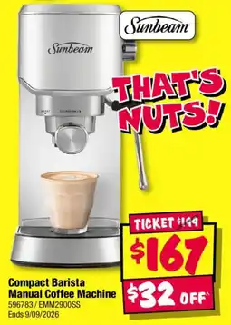 JB Hi-Fi Sunbeam Compact Barista Manual Coffee Machine offer
