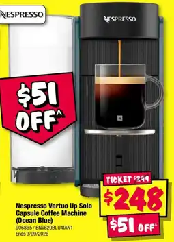 JB Hi-Fi Nespresso Vertuo Up Solo Capsule Coffee Machine (Ocean Blue) offer