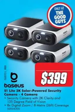 The Good Guys baseus S1 Lite 2K Solar-Powered Security Camera - 4 Camera offer