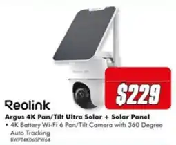 The Good Guys Reolink Argus 4K Pan/Tilt Ultra Solar + Solar Panel offer