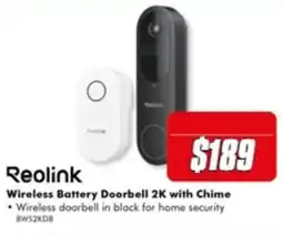 The Good Guys Reolink Wireless Battery Doorbell 2K with Chime offer