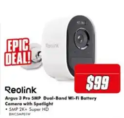 The Good Guys Reolink Argus 3 Pro 5MP Dual-Band Wi-Fi Battery Camera with Spotlight offer