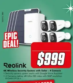 The Good Guys Reolink 4K Wireless Security System with Solar - 4 Camera offer