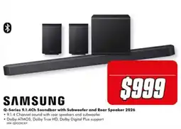 The Good Guys Samsung Q-Series 9.1.4Ch Soundbar with Subwoofer and Rear Speaker 2026 offer