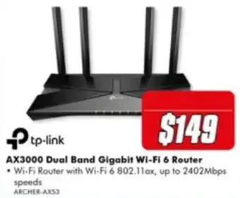 The Good Guys tp-link AX3000 Dual Band Gigabit Wi-Fi 6 Router offer