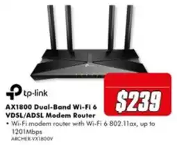 The Good Guys tp-link AX1800 Dual-Band Wi-Fi 6 VDSL/ADSL Modem Router offer