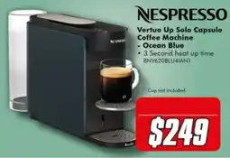 The Good Guys Nespresso Vertuo Up Solo Capsule Coffee Machine Ocean Blue offer
