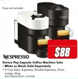 The Good Guys Nespresso Vertuo Pop Capsule Coffee Machine Solo offer
