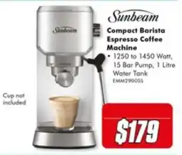 The Good Guys Sunbeam Compact Barista Espresso Coffee Machine offer