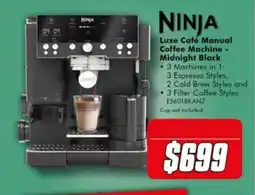 The Good Guys Ninja Luxe Cafe Manual Coffee Machine - Midnight Black offer