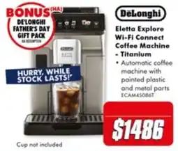 The Good Guys DeLonghi Eletta Explore Wi-Fi Connect Coffee Machine - Titanium offer