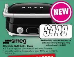 The Good Guys smeg 50s Style MultiGrill - Black offer