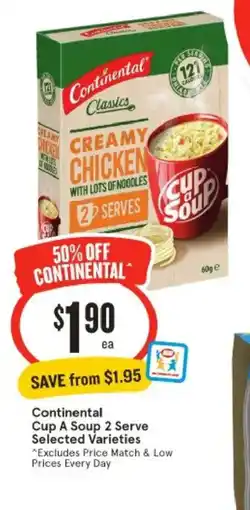 IGA Continental Cup A Soup 2 Serve Selected Varieties offer