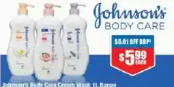 Chemist Warehouse Johnson's Body Care Cream Wash 1L Range offer